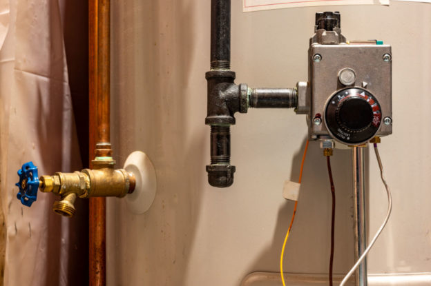 close-up of a residential water heater